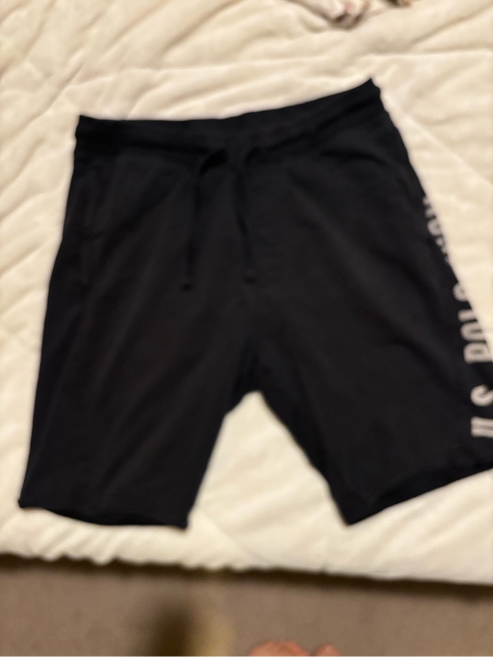 U.S. Polo Assn. Black Athletic Drawstring Shorts with Side Logo